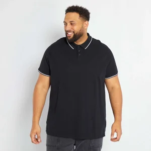 Polo en piqué de coton noir