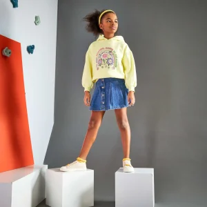 Jupe plissée jean Bleu