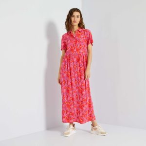 Robe longue type chemise Rouge