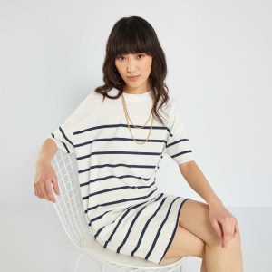 Robe tee-shirt large Bleu rayé