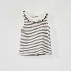 Débardeur en jersey avec col fantaisie Blanc rayé