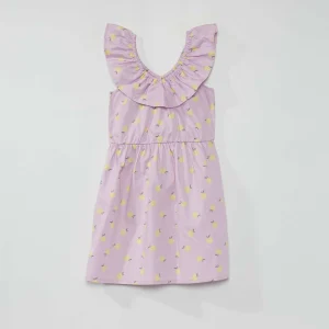 Robe imprimée col bardot Lilas