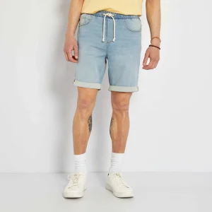 Bermuda en jean à taille élastiquée Triple stone