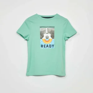 T-shirt en jersey avec imprimé en relief Vert