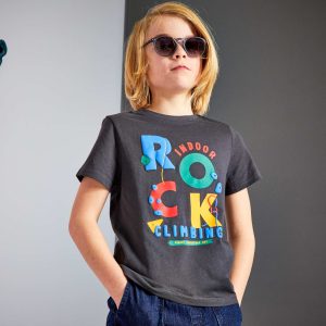 T-shirt en jersey avec imprimé en relief Gris 'rock'