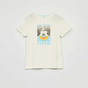 T-shirt en jersey avec imprimé en relief Blanc 'foot'