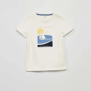 Tee-shirt message 'the ocean is my home' Beige