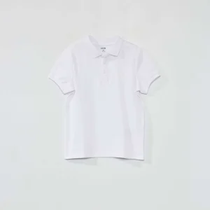 Polo en piqué de coton uni Blanc