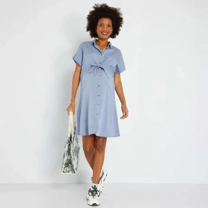 Robe grossesse type chemise Bleu