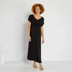 Robe grossesse longue encolure V noir