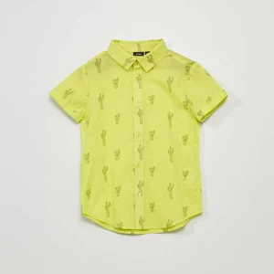 Chemise à manches courtes Jaune vert