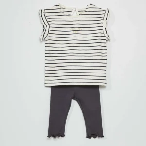 T-shirt en jersey + legging - 2 pièces Bleu/blanc