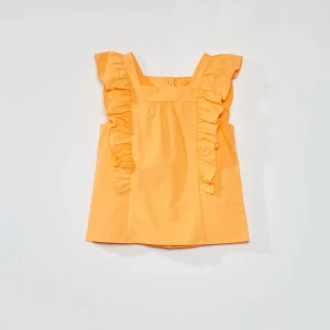 Blouse avec volants orange abricot
