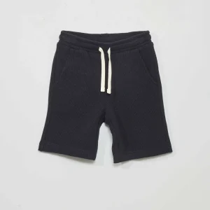 Short en maille gaufrée unie Bleu marine