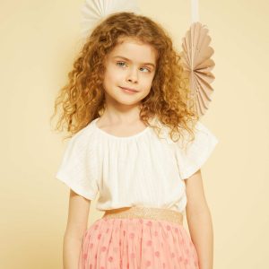 T-shirt uni en maille ajourée blanc