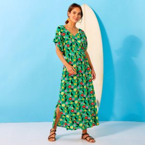 Robe longue avec imprimé Vert