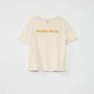 Tee-shirt manches courtes 'No bad days' Beige