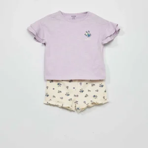 Ensemble pyjama court - 2 pièces Violet/blanc