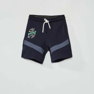 Bermuda en molleton avec bandes contrastantes Bleu marine