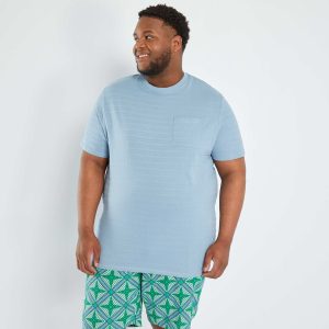 T-shirt en jacquard uni Bleu