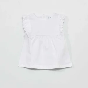 T-shirt en jersey avec manches brodées blanc