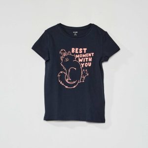 Tee-shirt en jersey avec imprimé Bleu