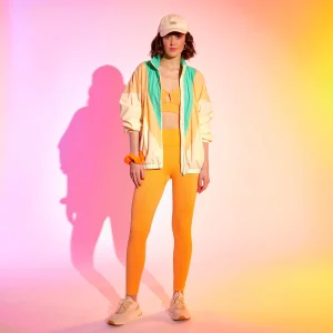 Legging de sport en maille côtelée orange abricot