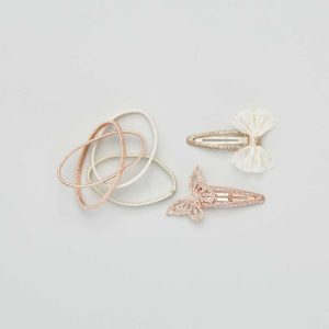 Elastiques + pinces clic clac - 6 pièces multicolore