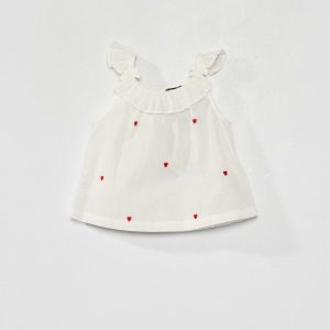 Blouse en voile de coton avec bretelles Blanc