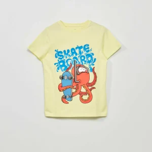 Tee-shirt imprimé avec sequins réversibles Jaune