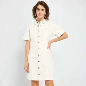 Robe courte en jean blanc
