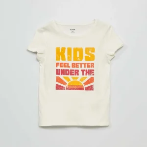 T-shirt en jersey avec imprimé Beige