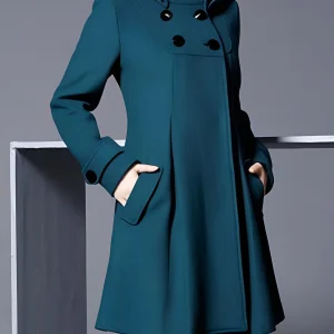 Manteau Hiver Évasé Chic Chaleureux Élégant Coupe Féminine