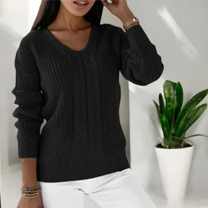 Pull Torsadé Col V | Élégance Douceur & Allure Chic