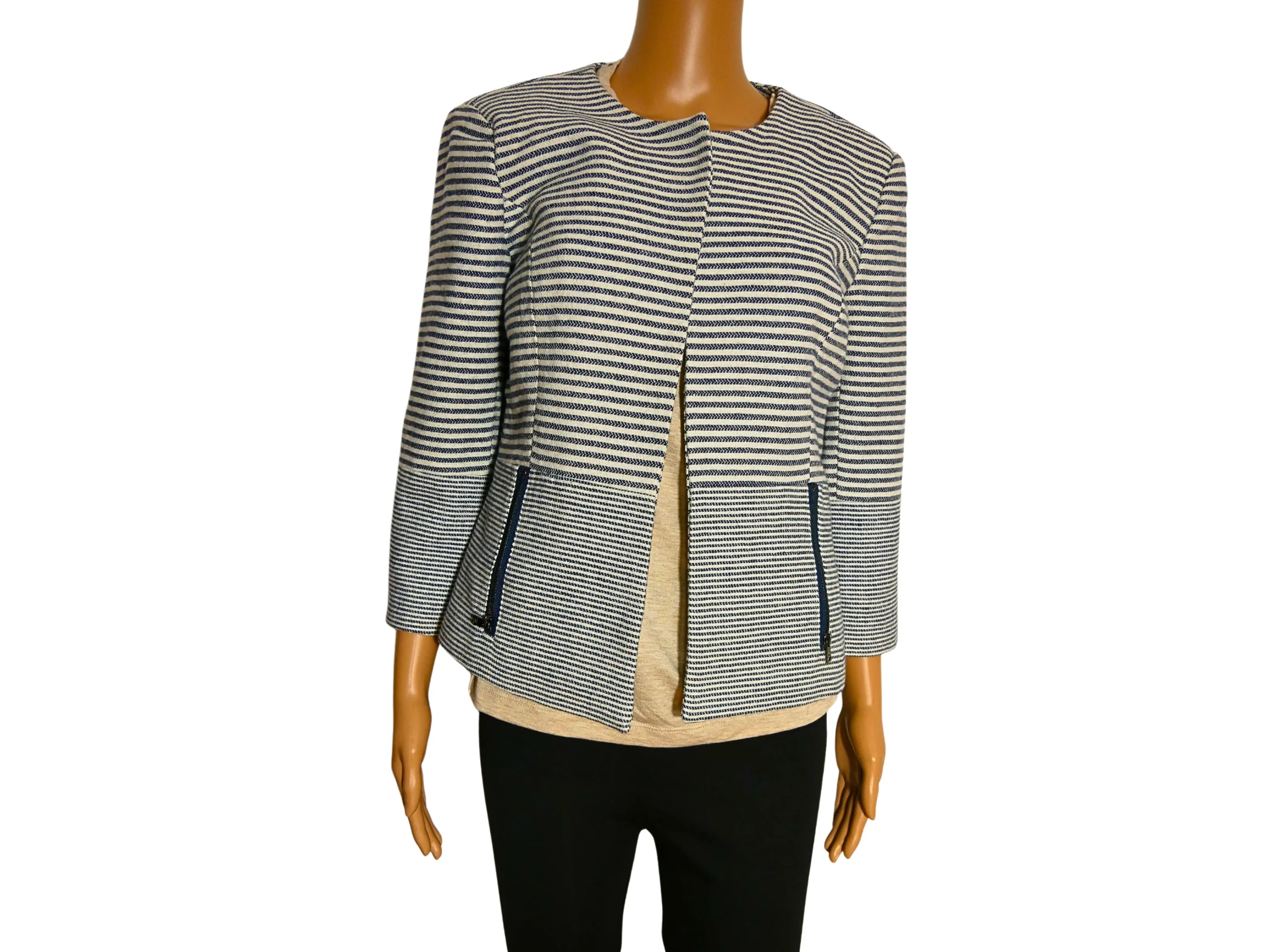 blazer 3/4 à rayures en couleur bleu-blanc de la marque Only – Image 2