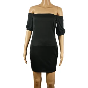 boohoo Robe noir moulante col bardot
