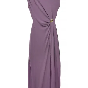 Robe Longue Femme Drapée Élégante | Anneau Décoratif, Fente Frontale | Chic de Soirée Moderne