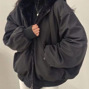 Veste Oversize Hiver Doublée Fourrure Chaude et Tendance