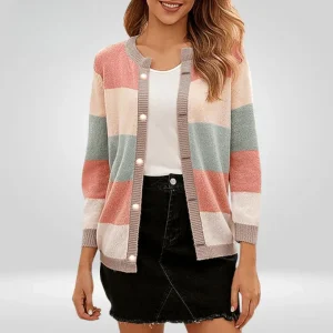 Cardigan Rayé Pastel Femme - Douceur Élégante Décontractée