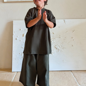 Pantalon large Tony mixte en coton bio French Terry Kaki