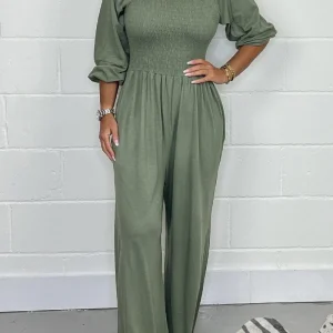 Combinaison Manches Longues Taille Froncée - Élégante Confortable