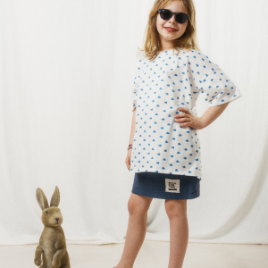 Jupe courte Arthur en lin lavé bleu