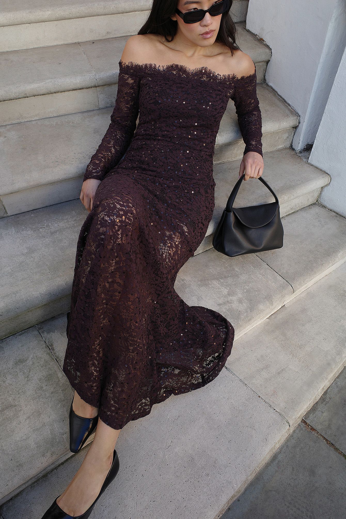 Robe Longue Femme Dentelle Transparente | Épaules Dénudées, Coupe Sirène | Élégance de Soirée – Image 8