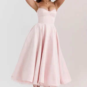 Robe Midi Satin Bustier | Élégance Féminine & Glamour