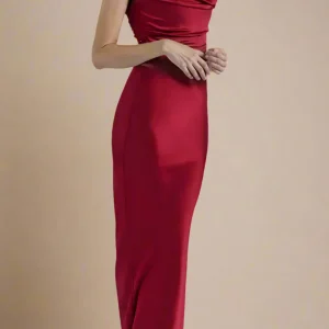 Ensemble Satin | Corset Drapé & Jupe Fendue | Parfait pour soirées d’été