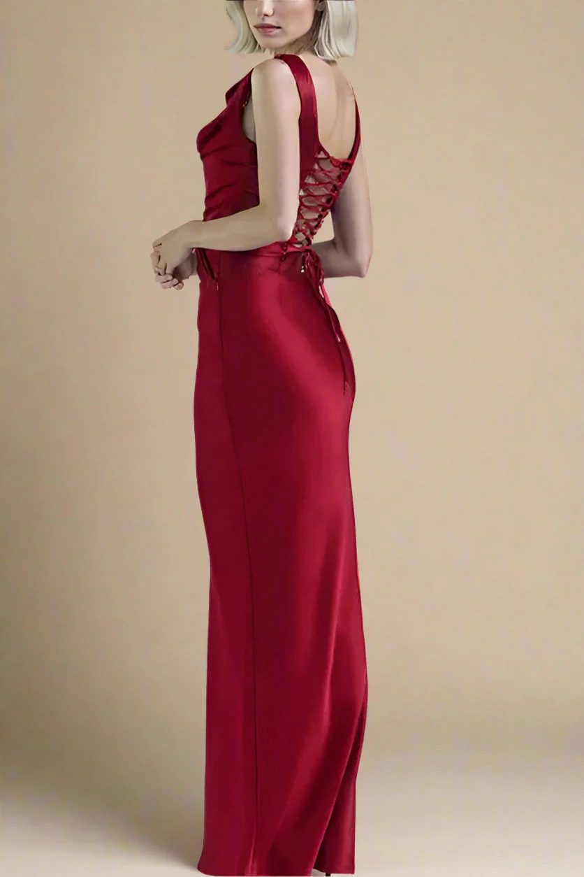 Ensemble Satin | Corset Drapé & Jupe Fendue | Parfait pour soirées d’été – Image 3