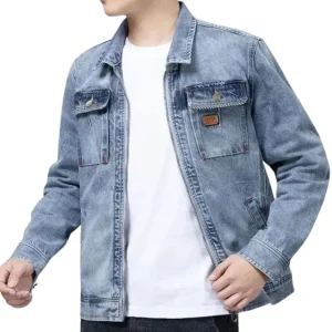 Veste en Jean à Fermeture Éclair Homme