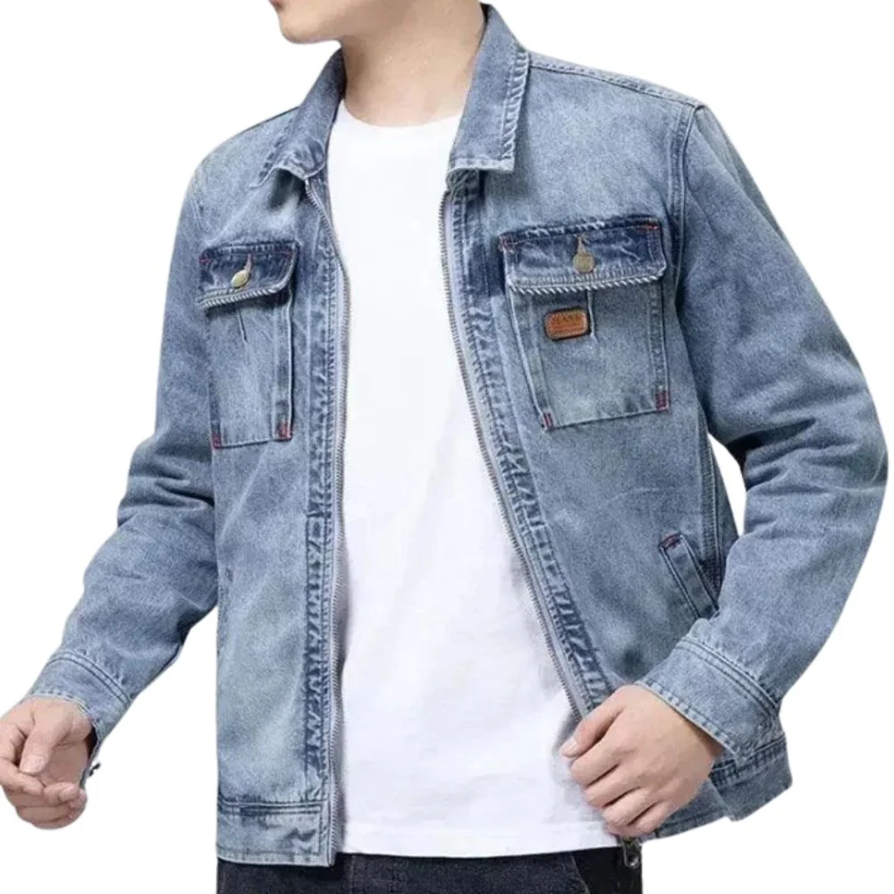 Veste en Jean à Fermeture Éclair Homme